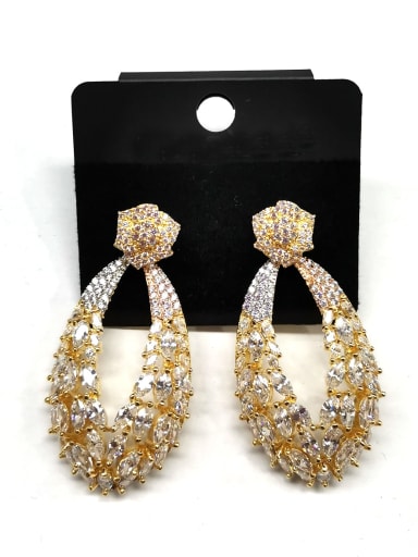 GODKI Luxury Women Wedding Dubai Copper Cubic Zirconia White Oval Trend Stud Earring