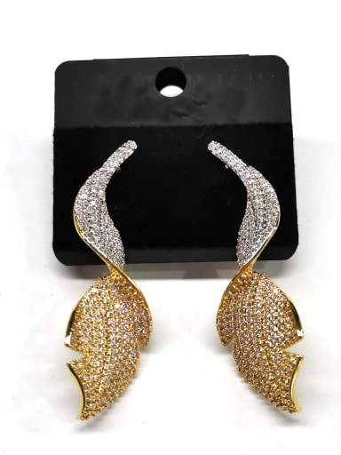 GODKI Luxury Women Wedding Dubai Copper Cubic Zirconia White Leaf Artisan Stud Earring