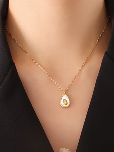P261 gold necklace 40+ 5cm Titanium Steel Shell Minimalist Water Drop  Earring and Necklace Set