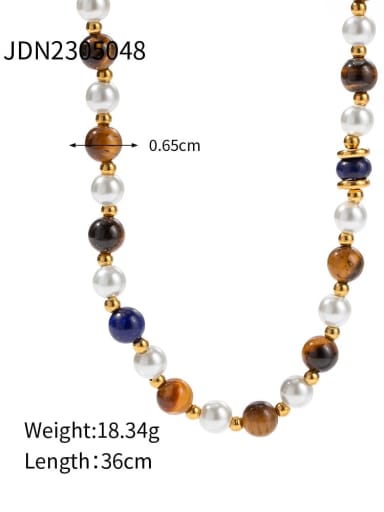 Stainless steel Tiger Eye Geometric Trend Beaded Necklace
