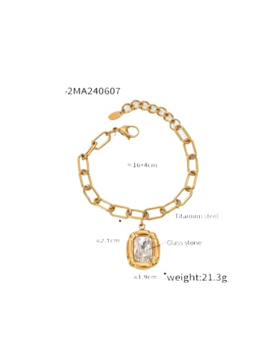 TXE052 Gold Bracelet Titanium Steel Glass Stone Hip Hop Geometric  Earring Bracelet and Necklace Set