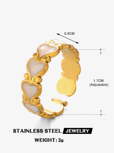 Golden Love Ring White Stainless steel Enamel Heart Trend Band Ring