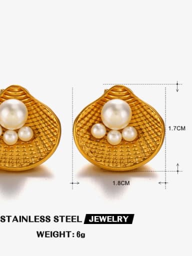 Exquisite Shell Earrings in Gold Trend Geometric Stainless steel Freshwater Pearl Ring And Earring Set