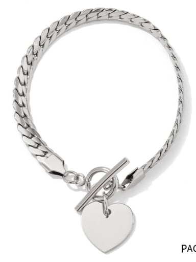 SAP747 Platinum Bracelet Trend Heart Stainless steel Bracelet and Necklace Set