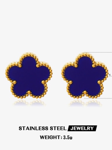 Blue earrings Stainless steel Enamel Dainty Flower  Earring and Necklace Set
