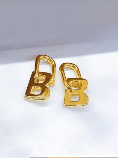 Brass Letter Vintage Huggie Earring