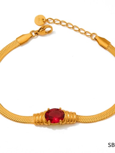 SBK060 Gold Bracelet Trend Geometric Stainless steel Cubic Zirconia Bracelet and Necklace Set