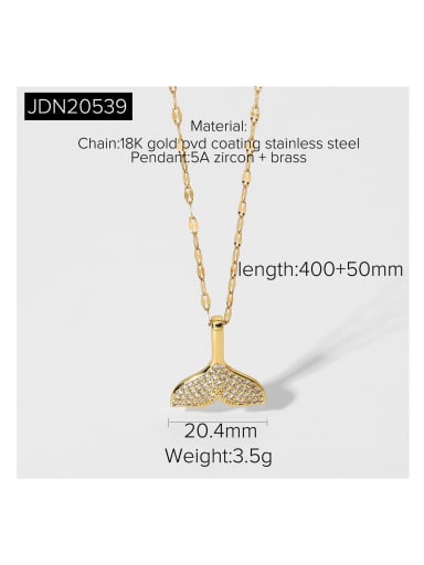 Stainless steel Cubic Zirconia Fish tail  Dainty Necklace