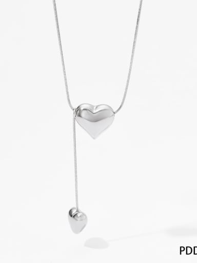 Steel color PDD354 Stainless steel Heart Trend Lariat Necklace