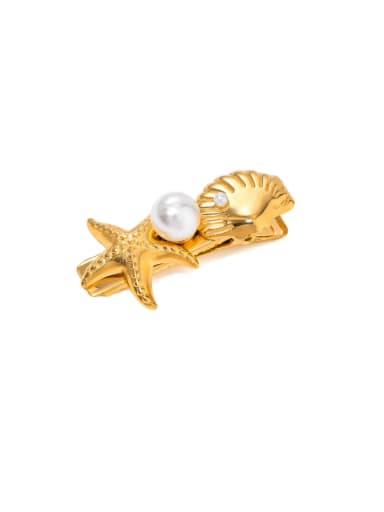 Stainless steel Imitation Pearl Minimalist Sea  Star   Hair Barrette