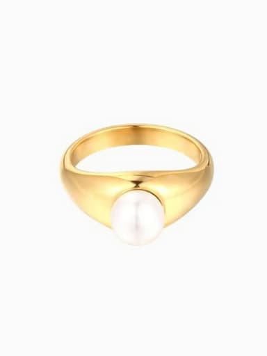 Stainless steel Freshwater Pearl Geometric Dainty Band Ring