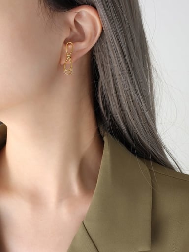 F124 Gold Earrings Titanium Steel Geometric Trend Stud Earring