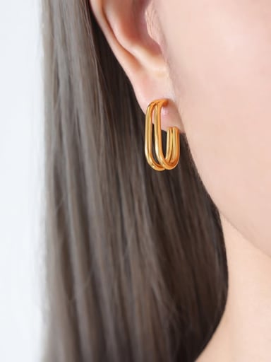 F848 Gold Earrings Titanium Steel Geometric Trend Stud Earring