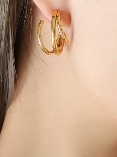 Gold earrings (pair) Titanium Steel Geometric Vintage Stud Earring