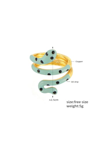 A874 Gold Light Blue Oil Drop Ring Brass Enamel Snake Hip Hop Band Ring