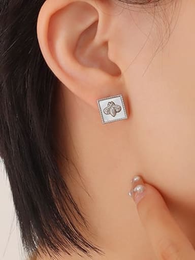 F643 Steel Earrings Titanium Steel Shell Minimalist Square  Earring and Necklace Set