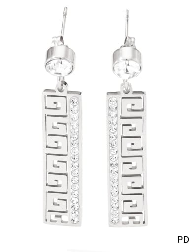 PDE999 Platinum Stainless steel Geometric Trend Drop Earring