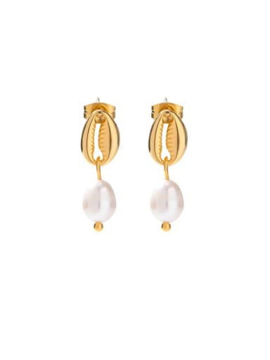 JDE2303040 Stainless steel Freshwater Pearl Irregular Hip Hop Drop Earring