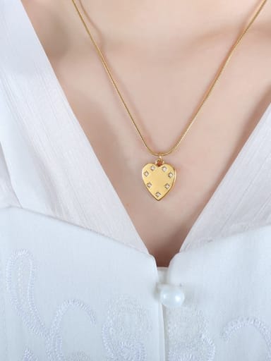 Titanium Steel Rhinestone Heart Dainty Necklace