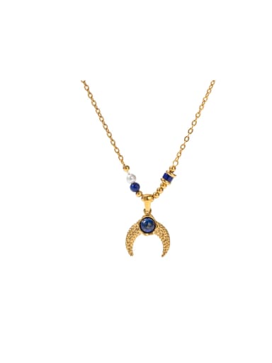 Stainless steel Natural Stone Moon Trend Necklace