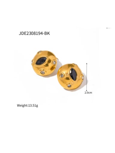 JDE2308194 BK Stainless steel Geometric Hip Hop Stud Earring