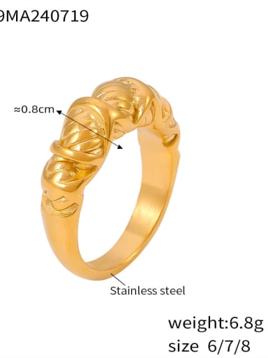 A169 Golden Ring Stainless steel Geometric Trend Band Ring