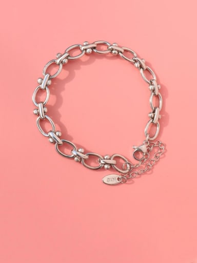 Steel color Titanium 316L Stainless Steel Hollow  Geometric Chain Vintage Link Bracelet with e-coated waterproof
