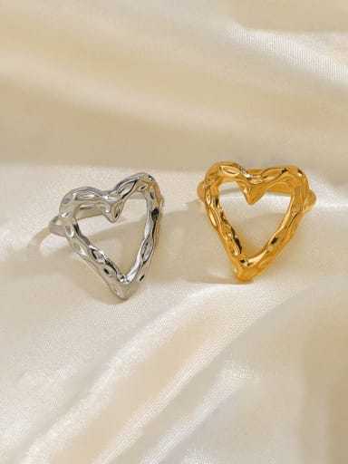 Stainless steel Hollow  Heart Hip Hop Band Ring