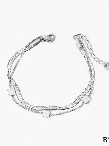 Silver Bracelet B713 Stainless steel  Snake Bone Chain Bracelet and Necklace Set