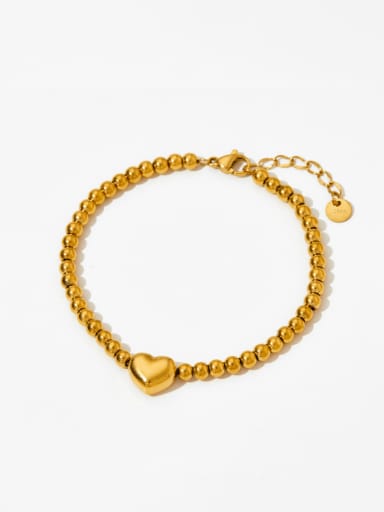 Bracelet Gold SBK206 Stainless steel Hip Hop Round Bead Bracelet and Necklace Set