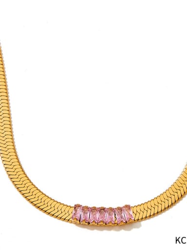 KCD734 Gold Stainless steel Cubic Zirconia Geometric Trend Link Necklace