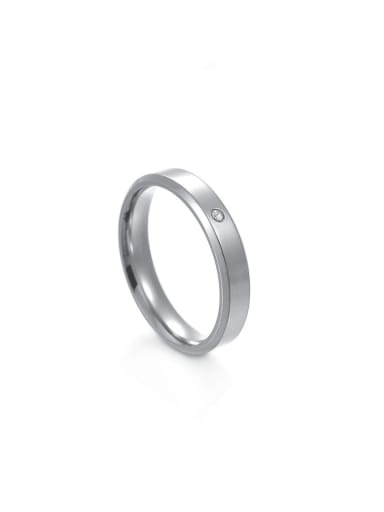Steel Women's 4MM Stainless steel Rhinestone Geometric Minimalist Couple Ring