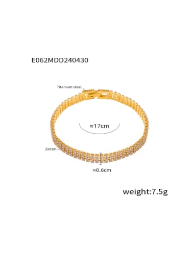 E062 Gold White Zircon Bracelet Titanium Steel Cubic Zirconia Geometric Vintage Bracelet