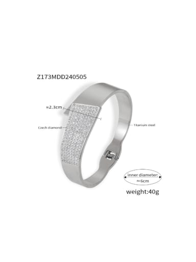 Z173 Steel Bracelet Titanium Steel Cubic Zirconia Irregular Hip Hop Band Bangle