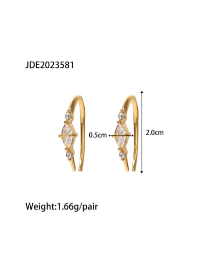 Stainless steel Cubic Zirconia Geometric Minimalist Hook Earring