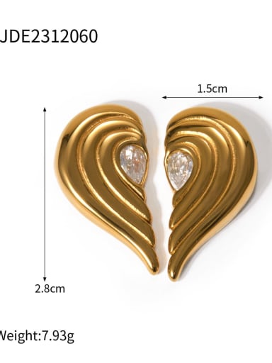 Stainless steel Cubic Zirconia Heart Trend Stud Earring