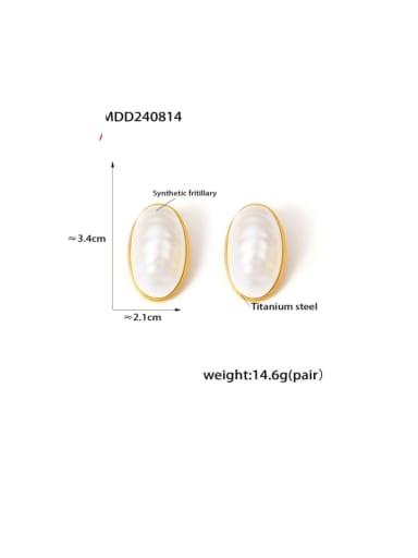 TXF093 Golden Earrings Titanium Steel Imitation Pearl Minimalist Oval  Earring Ring and Necklace Set