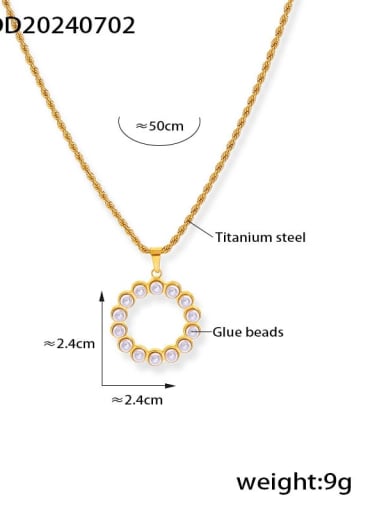 TXP068 Gold Necklace Trend Geometric Titanium Steel Imitation Pearl Ring and Necklace Set