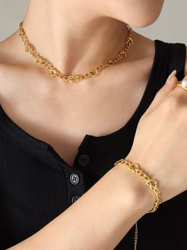 P1205 gold necklace 40 5cm Trend Geometric Titanium Steel Bracelet and Necklace Set