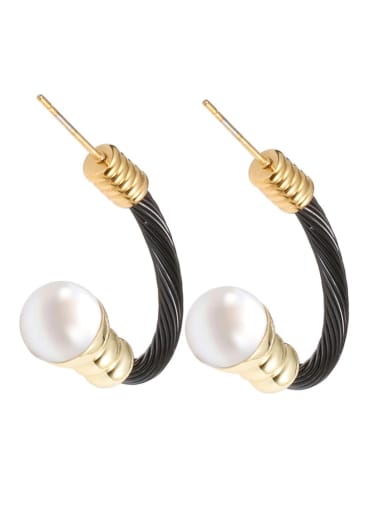 Stainless steel Imitation Pearl Hip Hop Irregular Ring Earring And Bracelet Set