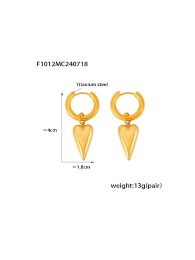 F1012 Golden Earrings Titanium Steel Heart Minimalist Huggie Earring