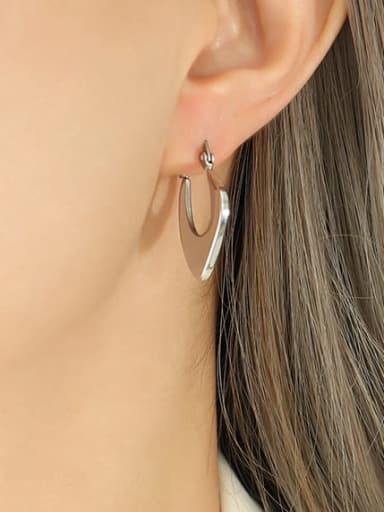 F528 steel color earrings Titanium Steel Geometric Minimalist Huggie Earring