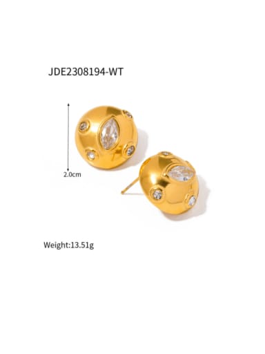 JDE2308194 WT Stainless steel Geometric Hip Hop Stud Earring