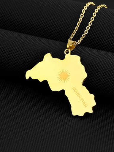 Titanium Steel Medallion Ethnic Map of Kurdistan Pendant Necklace