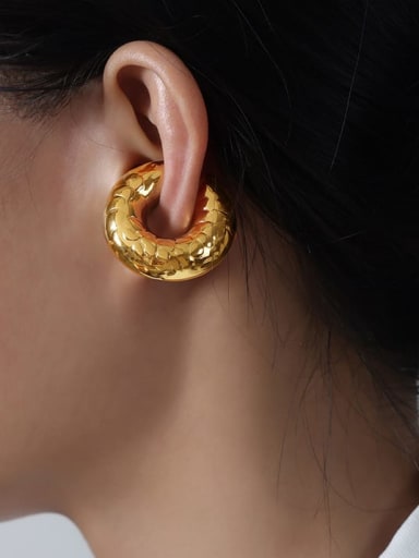 F1011 gold Titanium Steel Geometric Hip Hop Huggie Earring