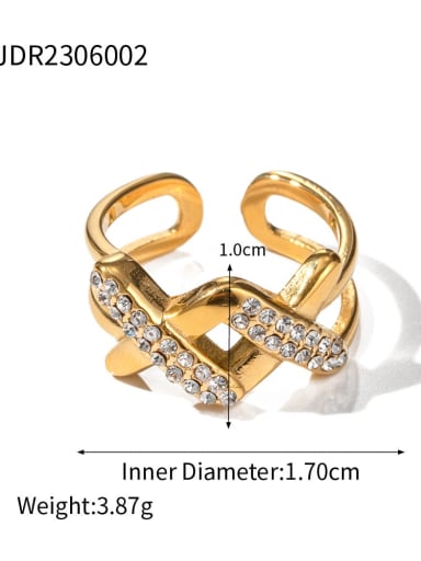 JDR2306002 Stainless steel Cubic Zirconia Geometric Dainty Band Ring