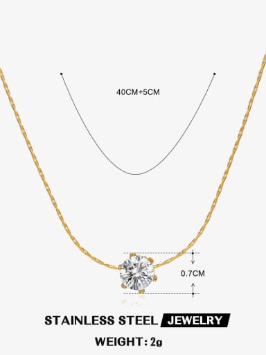 April Stainless steel Cubic Zirconia Geometric Trend Link Necklace