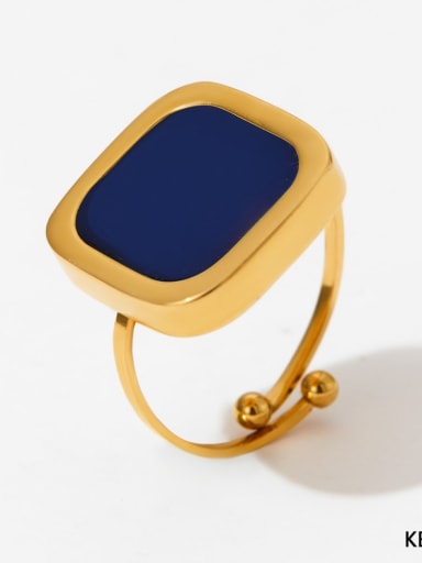 KBJ251 Gold Blue Stainless steel Geometric Trend Band Ring