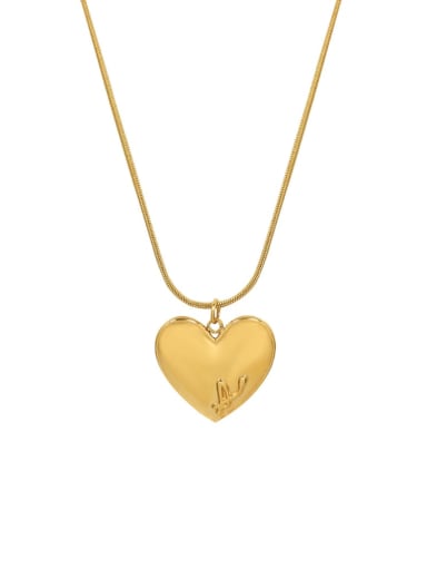 P1087 gold  40+5cm Titanium 316L Stainless Steel Heart Letter Minimalist Necklace with e-coated waterproof