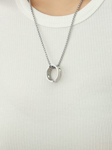 P121 Plain Ring Necklace Titanium Steel Minimalist Geometric  Ring and Necklace Set